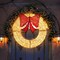 Costway 48 Inch Pre-Lit Christmas Wreath with 200 LED Lights Red Bow Hanging Hooks Green + Red/Warm White + Red